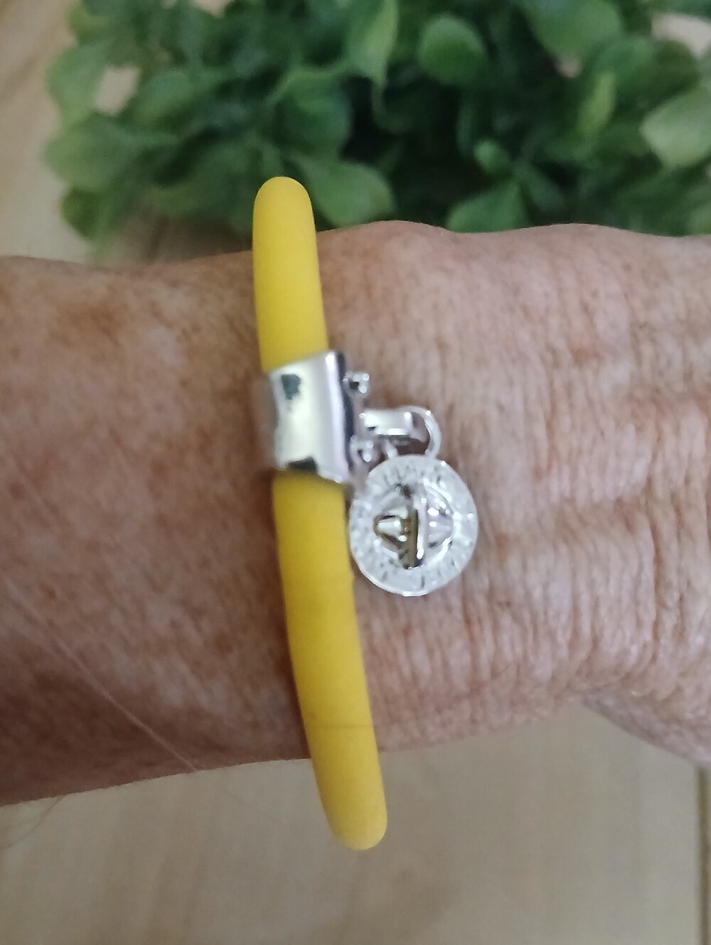 Marc by Marc Jacobs Yellow Silicone Bangle with Silver Charm - Picture 2 of 3